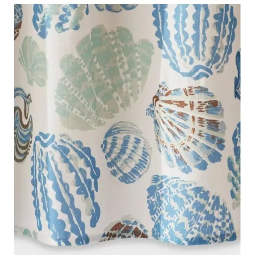 Threshold Coastal Seashell Cotton Shower Curtain Set Blue White Beach Summer